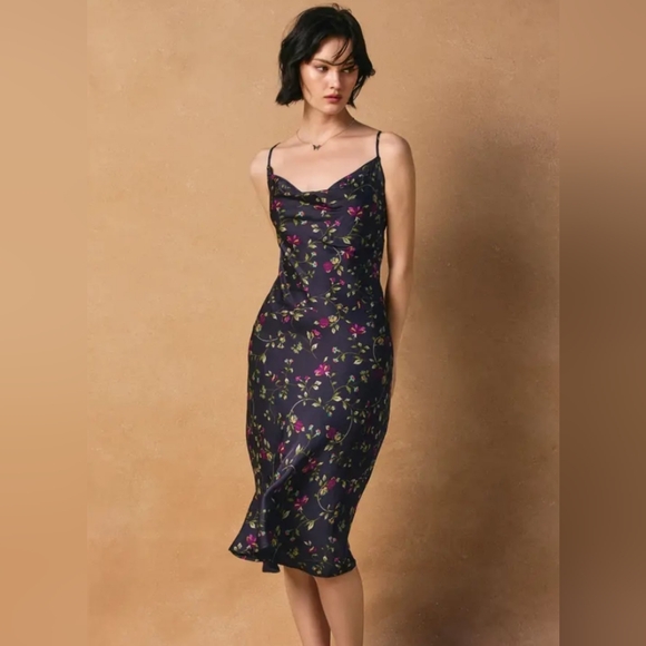 Dress Forum Dresses & Skirts - Dress Forum Plum Floral Midi Dress Medium